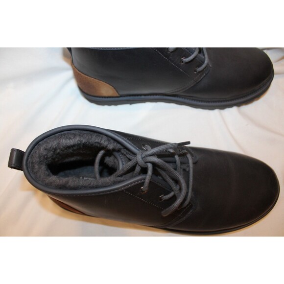 NIB UGG MEN\'S NEUMEL LEATHER ERA SHEARLING LINED CHUKKA BOOTS BLACK 10 main image 8